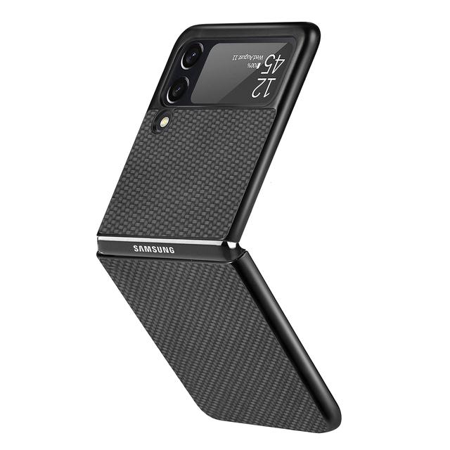 Luxuriöses Carbon Fiber Slim Case für Samsung Galaxy Z Flip 3 4 5g Flip3 Flip4 Telefonschutzhülle Coque für Samsung Z Flip 4 for Galaxy Z Flip 3