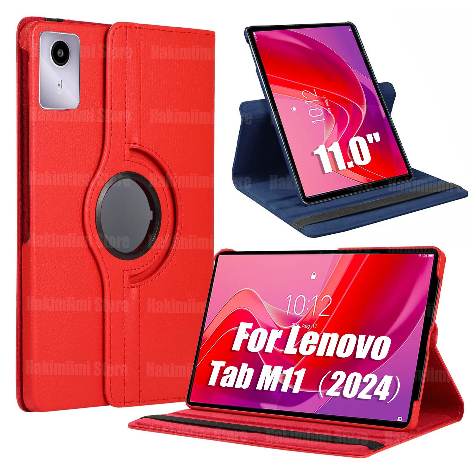 Hülle für Lenovo Tab M11 (11 Zoll) 2024 Schutzhülle aus PU-Leder, 360 Grad drehbar, mit Sleep/Wake-Funktion, für Lenovo Tab M11 2024 11 Zoll Lenovo Tab M11 rot