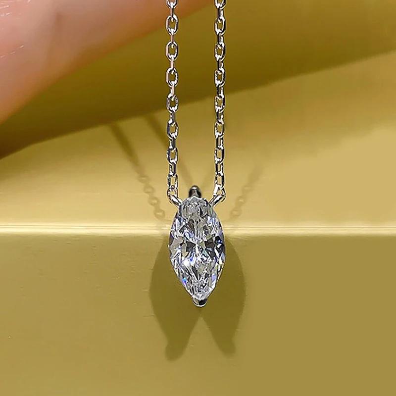Huitan Heller Markise CZ Anhänger Halskette für Frauen Minimalistischer Stil Charms Ehering Schmuck Wunderschöne Stilvolle Accessoires 45CM brown