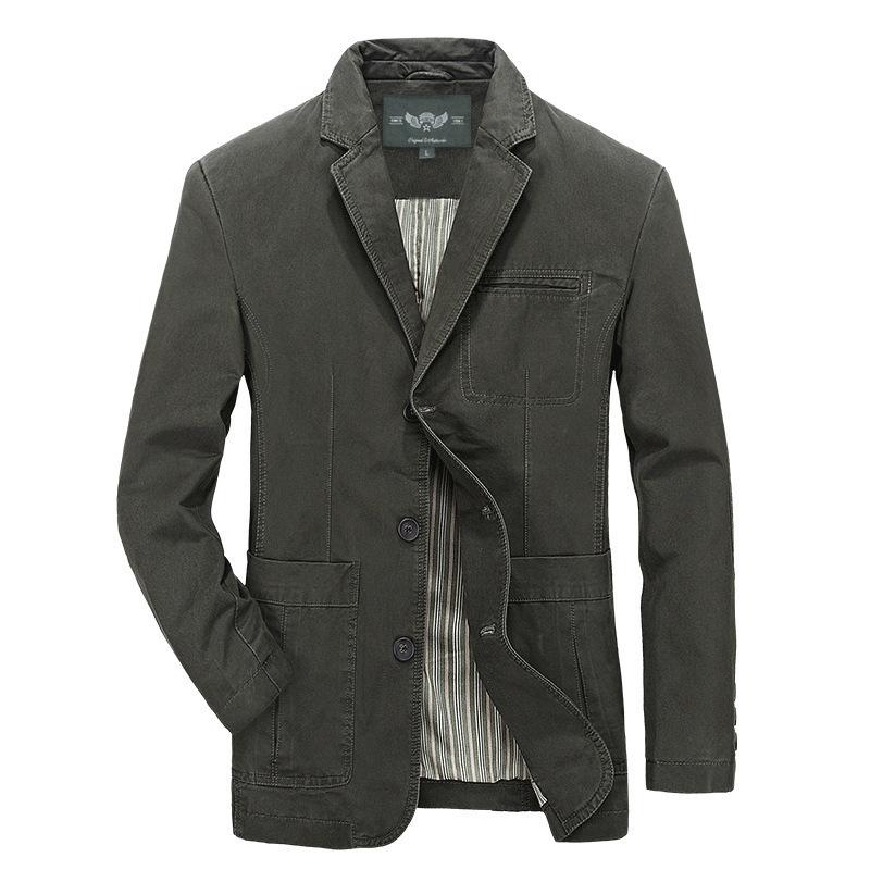 Herren Baumwolle Freizeitblazer Herrenjacke Blazer Herren Anzugmantel Männlicher Blazer Masculino Jacken XXL dunkelgrüne