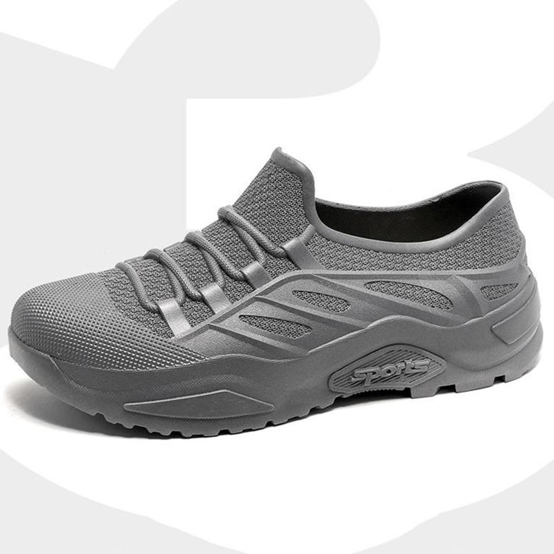 Herren Regenstiefel Flache wasserdichte Verschleißfeste Arbeitsschuhe für die Küche Autowaschanlage Outdoor Herren Sneakers Leichte Angelschuhe für Herren 45 grau