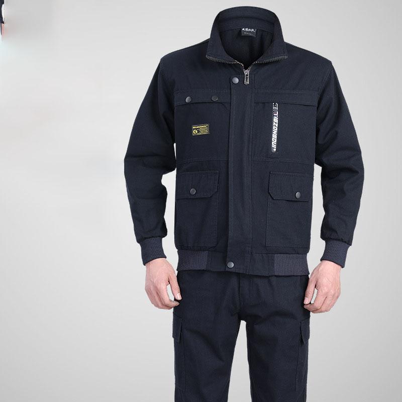 Herren-Arbeitskleidungsset für Frühling und Herbst, verschleißfeste Autoreparatur- und Schweißkleidung, Baustellenschutz, Arbeitskleidung XXXL blau