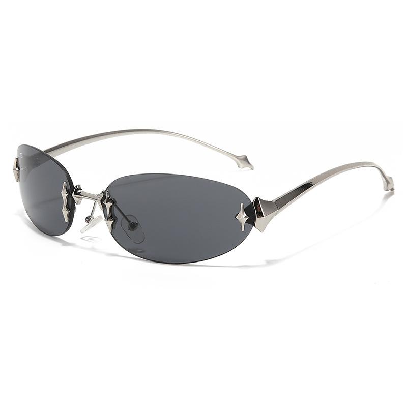 Y2k Neue Glaslose Sonnenbrille Modisch Damen Vintage Dekoration Brille Oval geformt High-End High-End Dekoration Design Sonnenbrillen