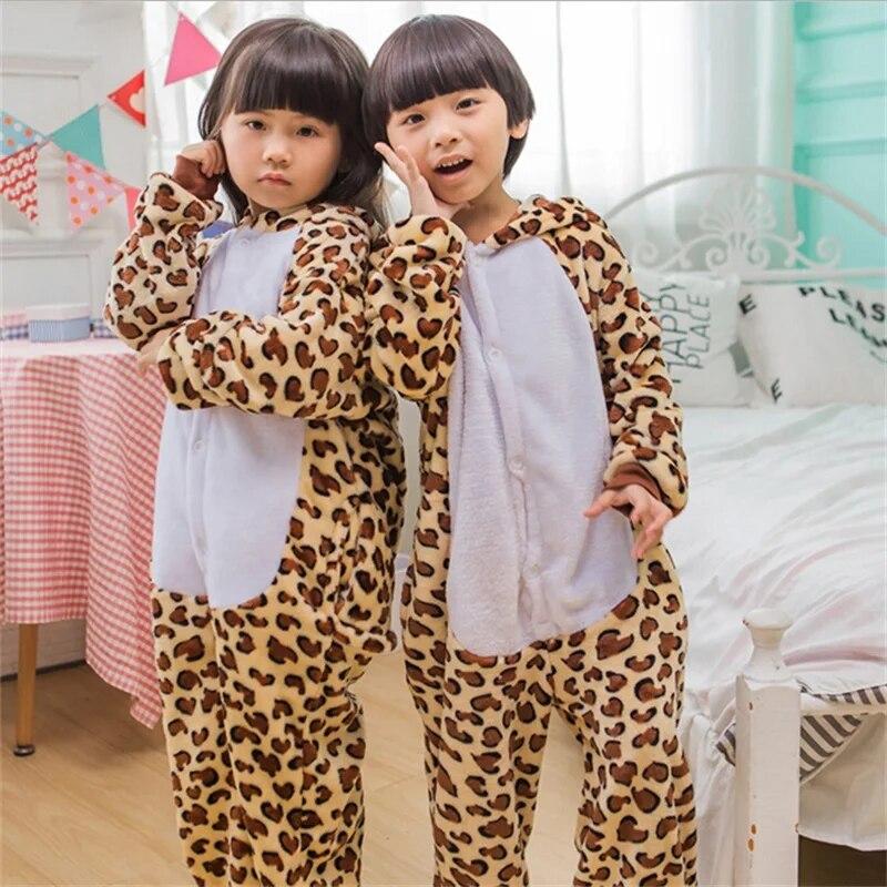 Kinder Kigurumi Katze Onesie Pyjama Mädchen Overall Tier Nachtwäsche Overall Kapuze Pyjama Ohne Schuhe 5T braun/gelb