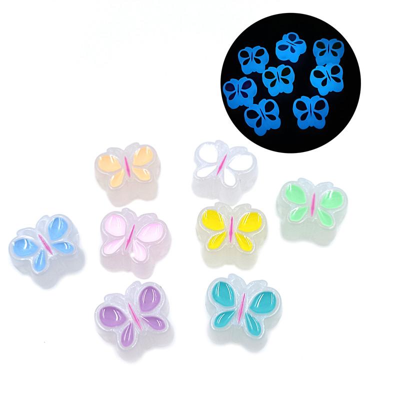 Leuchtend für Armband Ohrringe Herstellung DIY Handgefertigtes Material Heller Anhänger Lose Perlen Modeschmuck Zubehör Schmetterling Kreatives Zubehör bunt