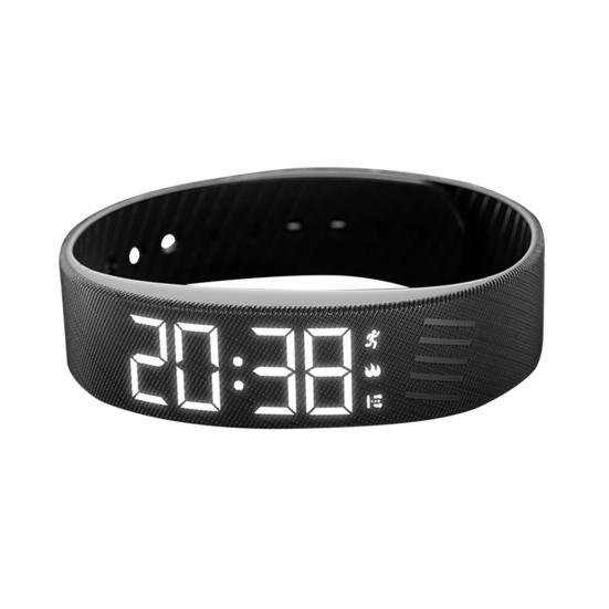 Vibrierende Alarm-Erinnerungsuhr Schüler Stiller Wecker Armband Digitale Uhr mit Schrittzähler Vibration Stoppuhr Timer für Tiefschläfer Herren schwarz