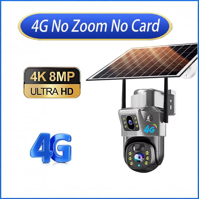 10-facher Zoom, 4G-SIM-Karte, Solar-Außenkamera, drei Objektive, 6K 12MP, kabellose PTZ-Überwachung, CCTV, PIR-Bewegungserkennung, Sicherheitskamera 4K Cam No Zoom