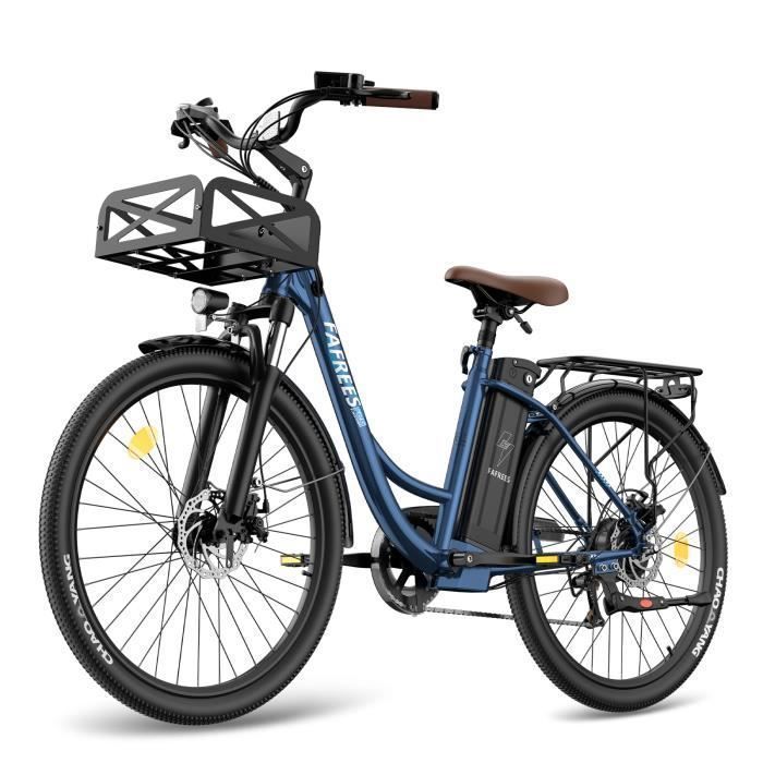 Fafrees F26 Langlebiges E-Bike 26 Zoll, 36V 20,3Ah, 250W 25km/h, City E-Bike Reichweite 80-200 km, Zuladung 120kg blau blau