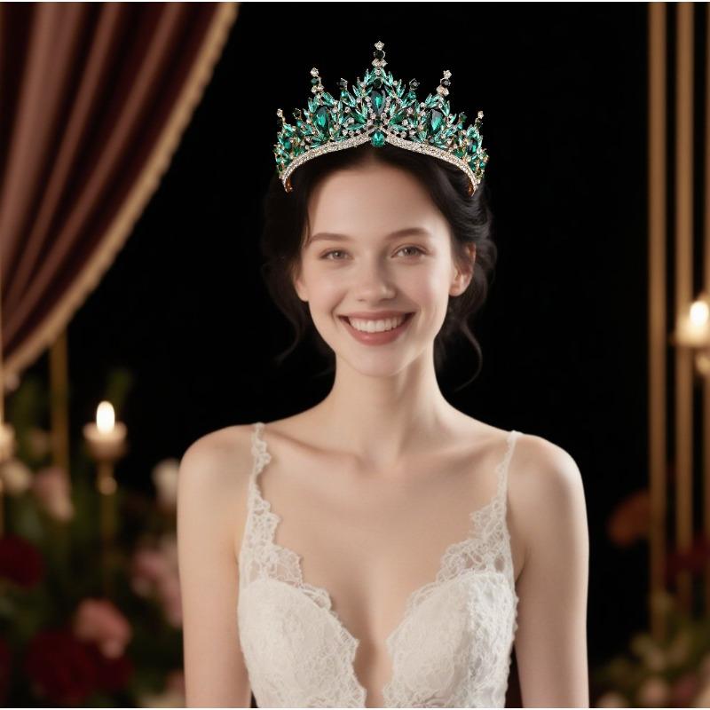 Barocke Tiara Kopfschmuck für Bräute High-End Kopfschmuck Super Funkelnder Wasser-Diamant Prinzessin Haar-Tiara Accessoires für Hochzeitskleid und Abendkleid brown