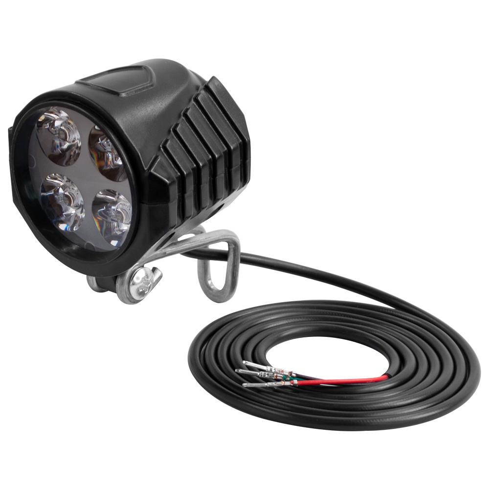 2 in 1 Hupe und Licht 36V 48V 60V Taschenlampe für Elektroroller Hupenlicht E-Bike 4 LED-Scheinwerfer 12W wasserdichte Warnlampe schwarz