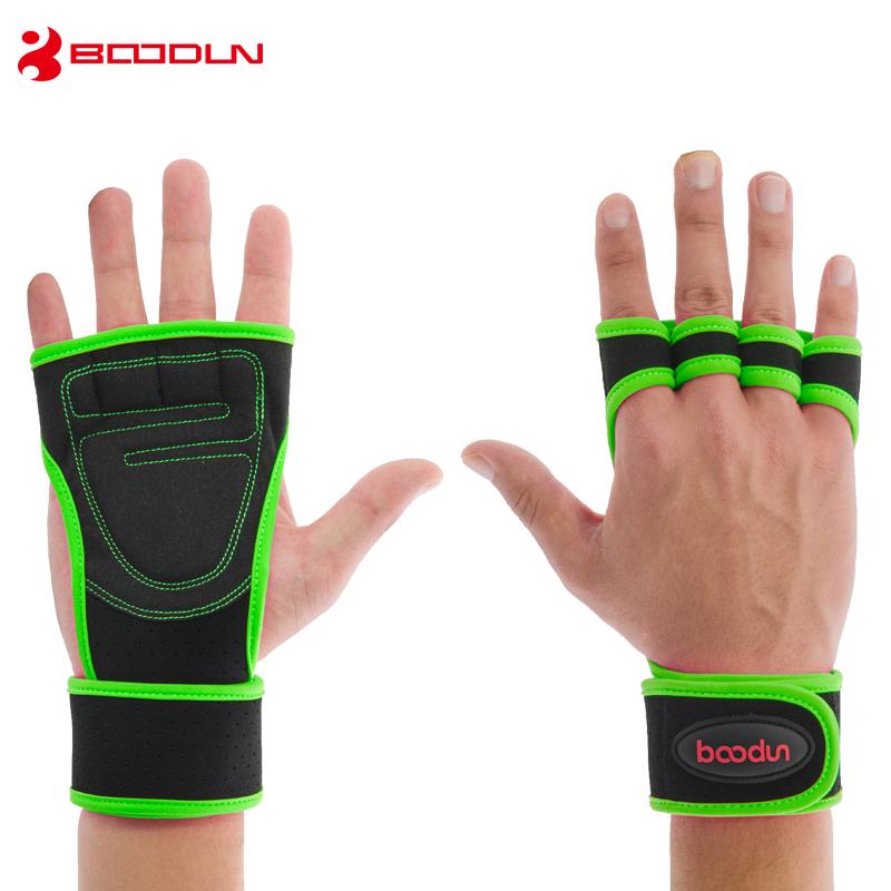 Boodun Sports Gewichtheben Gym Handschuhe Handgelenk Fitness Männer Handschuhe Halbfinger-Handschuhe M grün