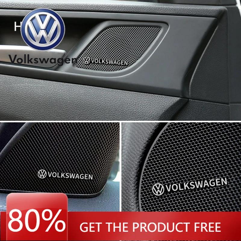Für VOLKSWAGEN VW 4 Stück 3D Aluminium Lautsprecher Stereo Lautsprecher Abzeichen Emblem Aufkleber für VW Volkswagen Golf Polo Passat Touran Acces