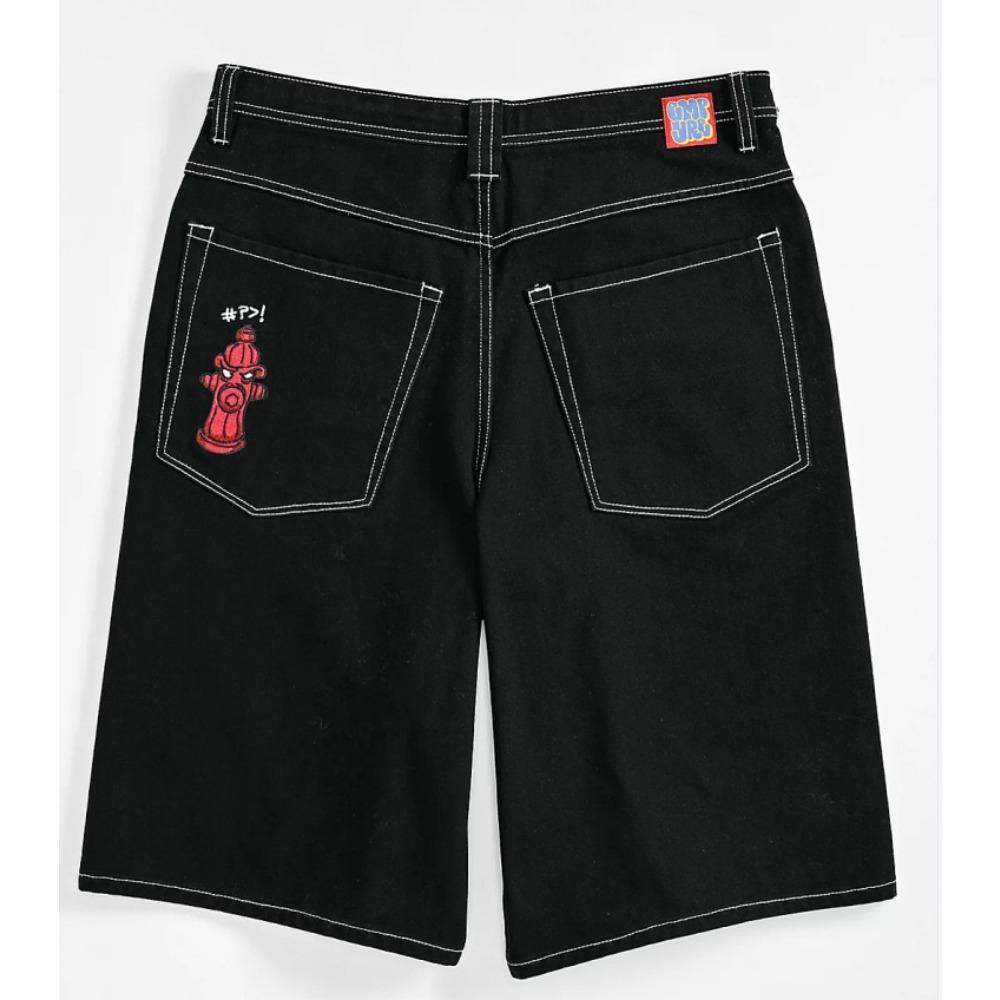 ZYLLO Amerikanische Straight Pants Herren und Damen Universal Jeans Street Fashion Vielseitige Shorts Personalisiert Harajuku Hip Hop Kleidung S black