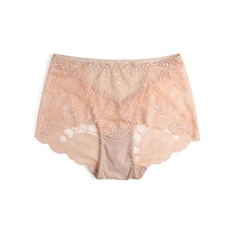 Damen Sexy Spitze Slips Blumen Stickerei Unterwäsche Mittelhoch Taille Po Lift Nahtlose Slips Übergröße Elastizität Slip XL khaki