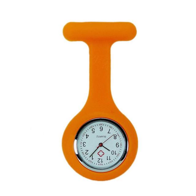 Hochwertige Silikon-Krankenschwesteruhr, solide medizinische Taschenuhr, Pin-Taschenuhr, Hängeuhr, Brosche, Dekor, Quarz orange