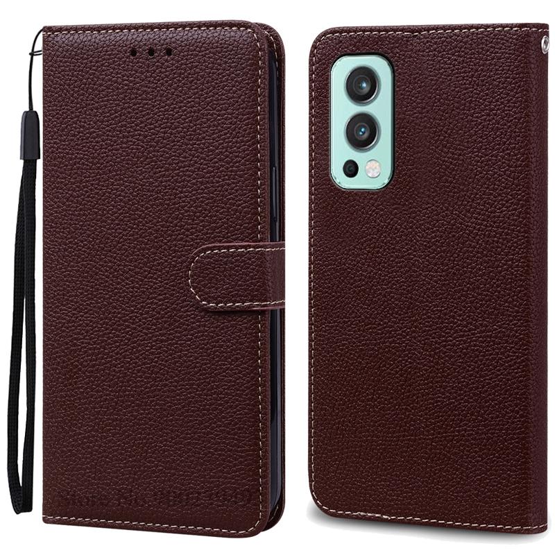Nord 2 Hülle Für Oneplus Nord 2 5G Hülle Leder Flip Wallet Cover Für One plus Nord 2 Hülle Nord2 5G Handyhülle Coque Fundas Oneplus Nord 2 5G kaffeebraun