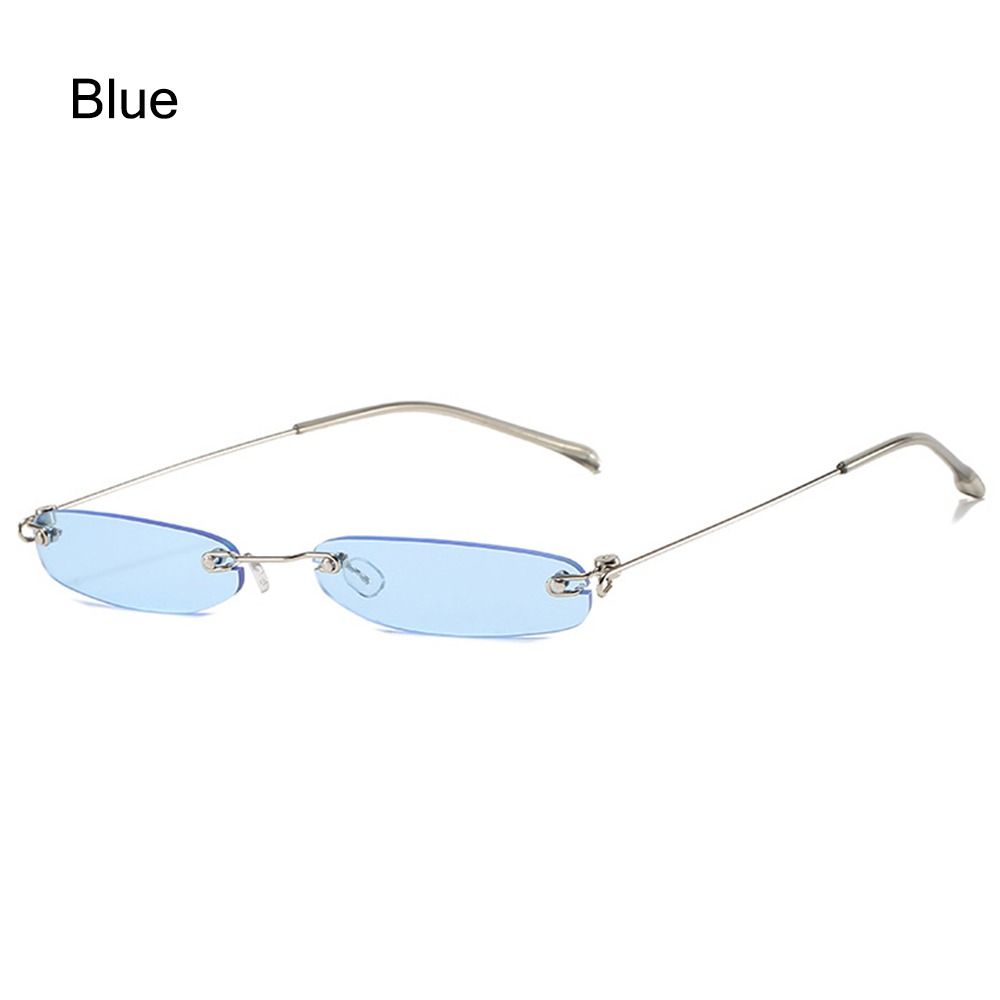 Schmale kleine Sonnenbrillen randlose Brillen Vintage Streetwear Accessoires für Damen & Herren Blue