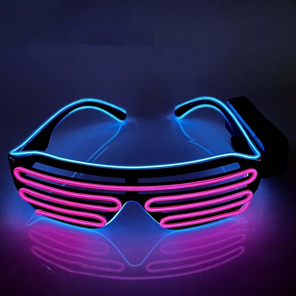 LED-Leuchtbrille mit zwei Farben, kabellose leuchtende Brille, fluoreszierende Brille, Festivalzubehör Style 3 blue