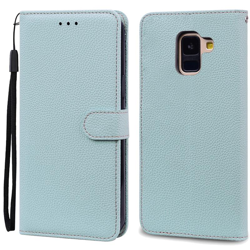 A8 Plus Hülle für Samsung Galaxy A8 2018 Hülle A530F SM-A530F Brieftasche Flip Lederhülle für Samsung A8 Plus 2018 A8+ A730F Hülle A8 Plus 2018 A730F hellblaue