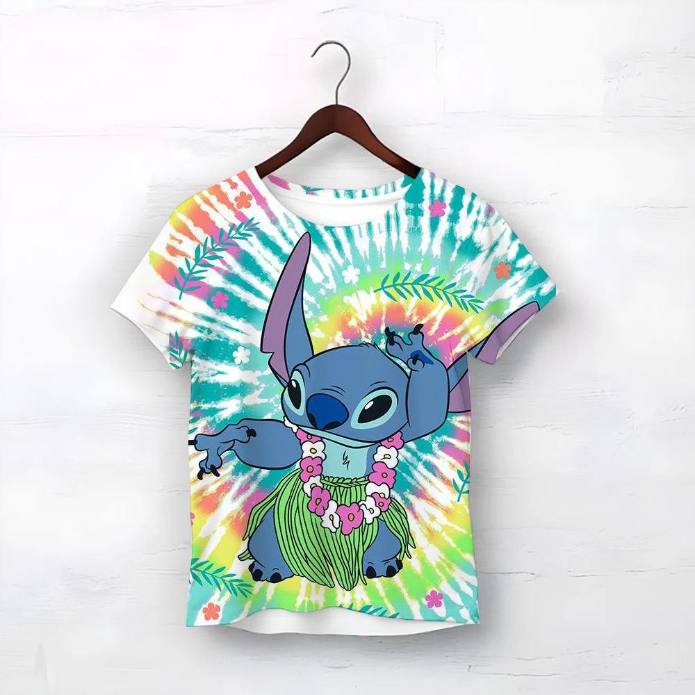 MINISO Disney Cartoon Niedlicher Stitch-Druck Babykleidung 3 bis 14 Jahre Männlich Outdoor-Kleidung Jungenkleidung Mädchen T-Shirt Teen Top Shirts 100
