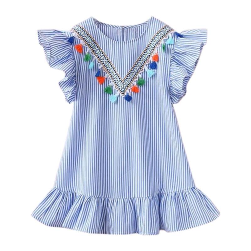 Neue Kinder Kleider für Mädchen Kleidung Sommer Mädchen Streifen Prinzessin Kleid Kleinkind Baby Kleid Kinder Kleidung 130