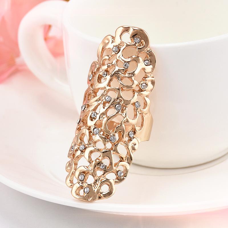 1PC Silber Frauen Hochzeit Licht Großer Ring Hohl Schmuck Punk Gold Geschenk gold