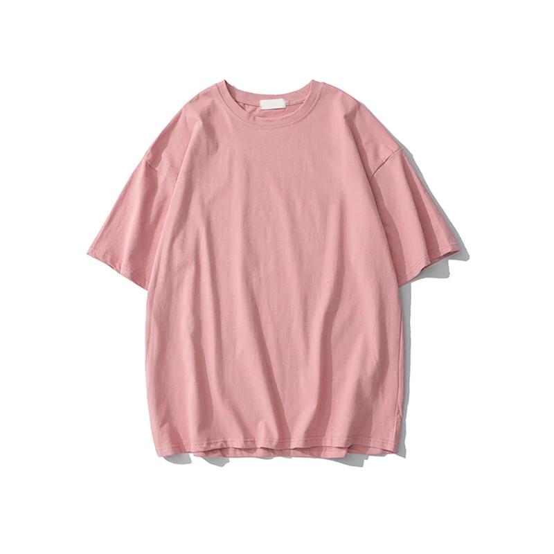 Sommer solide reine Baumwolle T-Shirts Frauen Harajuku Übergroßen Kurzarm y2k Tops Unisex Koreanische Streetwear Casual Basic T-Shirt Weibliche Gute Qualität M rosa