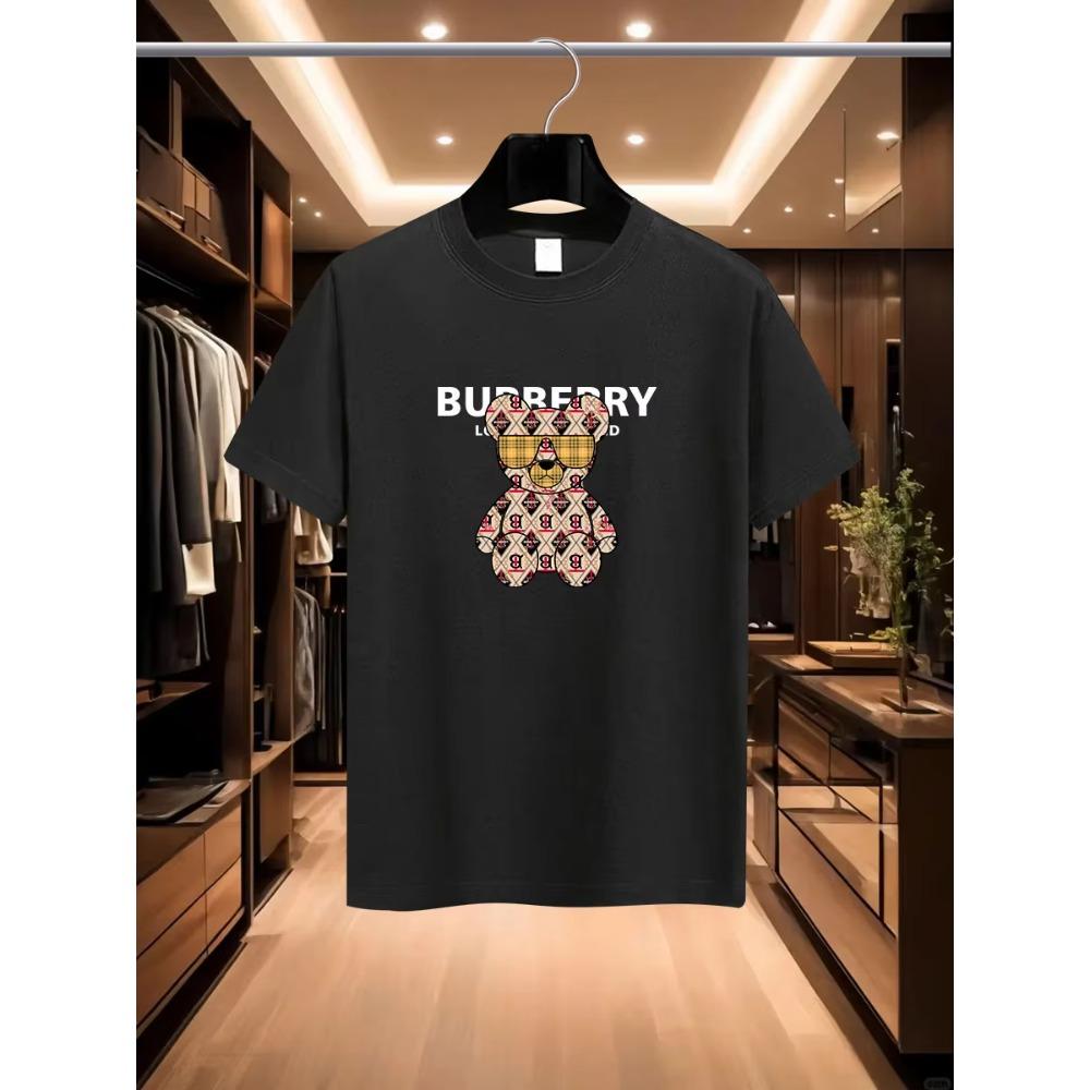 Das 2025 Sommer Herren Luxus- und modisches internationales BRRY Marken Cartoon Bär Print T-Shirt, reine Baumwolle Rundhals urban c M schwarz