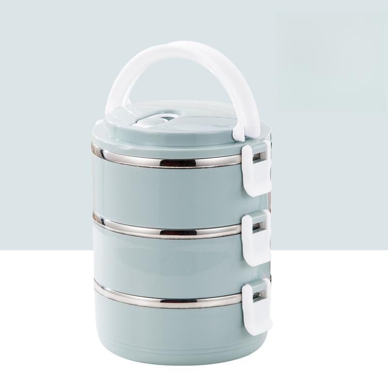 Tragbare thermische Stahl-Bento-Lunchbox, rostfreier Lebensmittel-Picknick-Schulbehälter Three Layer blau