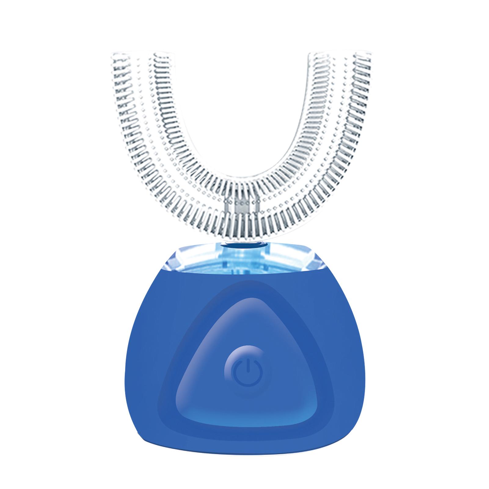 Uförmige elektrische Zahnbürste für Erwachsene, IPX7 wasserdicht, 360 Grad wiederaufladbar, automatische Zahnbürste dunkelblaue