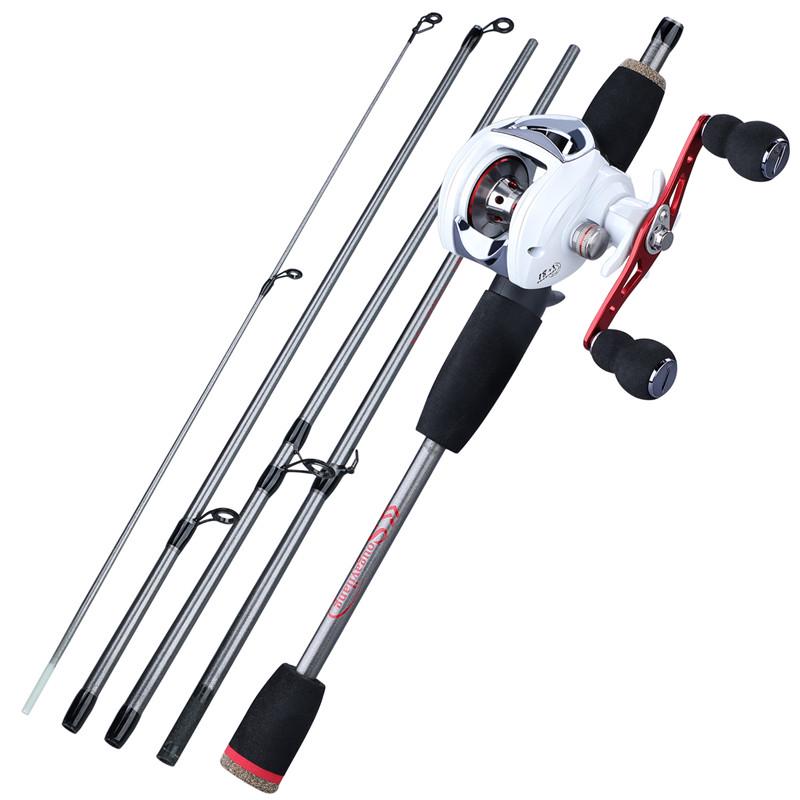 SOUGAYILANG Angelruten- und Rollen-Kombinationen, 5 Abschnitte Angelrute mit 18+1BB Angelrolle für Karpfen-Angelwerkzeuge Rod1.7m&Left handle elfenbein