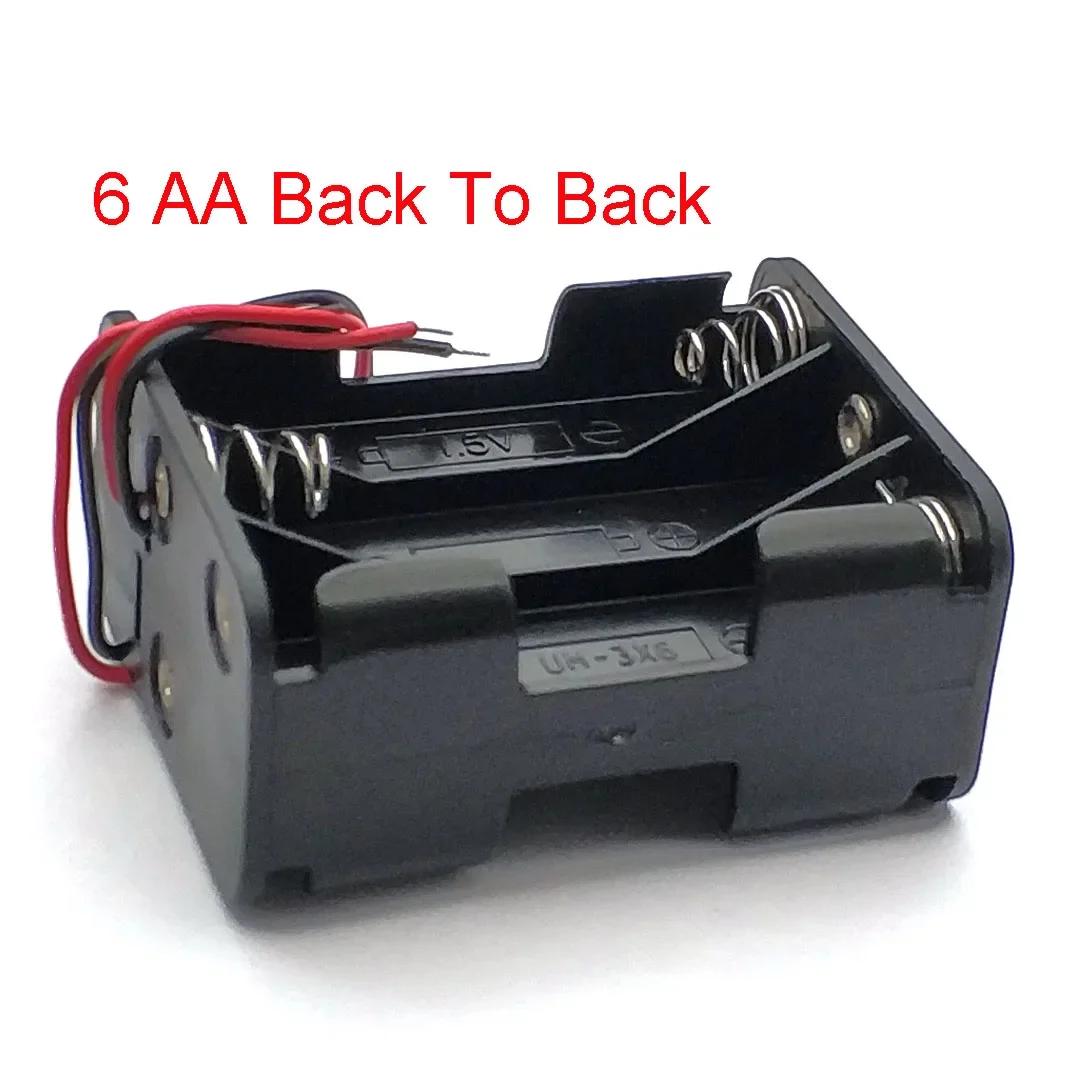 Schwarzer Kunststoff 4X 6X 8X 10X AA Batterie Aufbewahrungsbox AA Rücken an Rücken Halter Behälter AA Batterie Aufbewahrungsbox Gehäuse Drahtanschlussstift 6 AA Back To Back