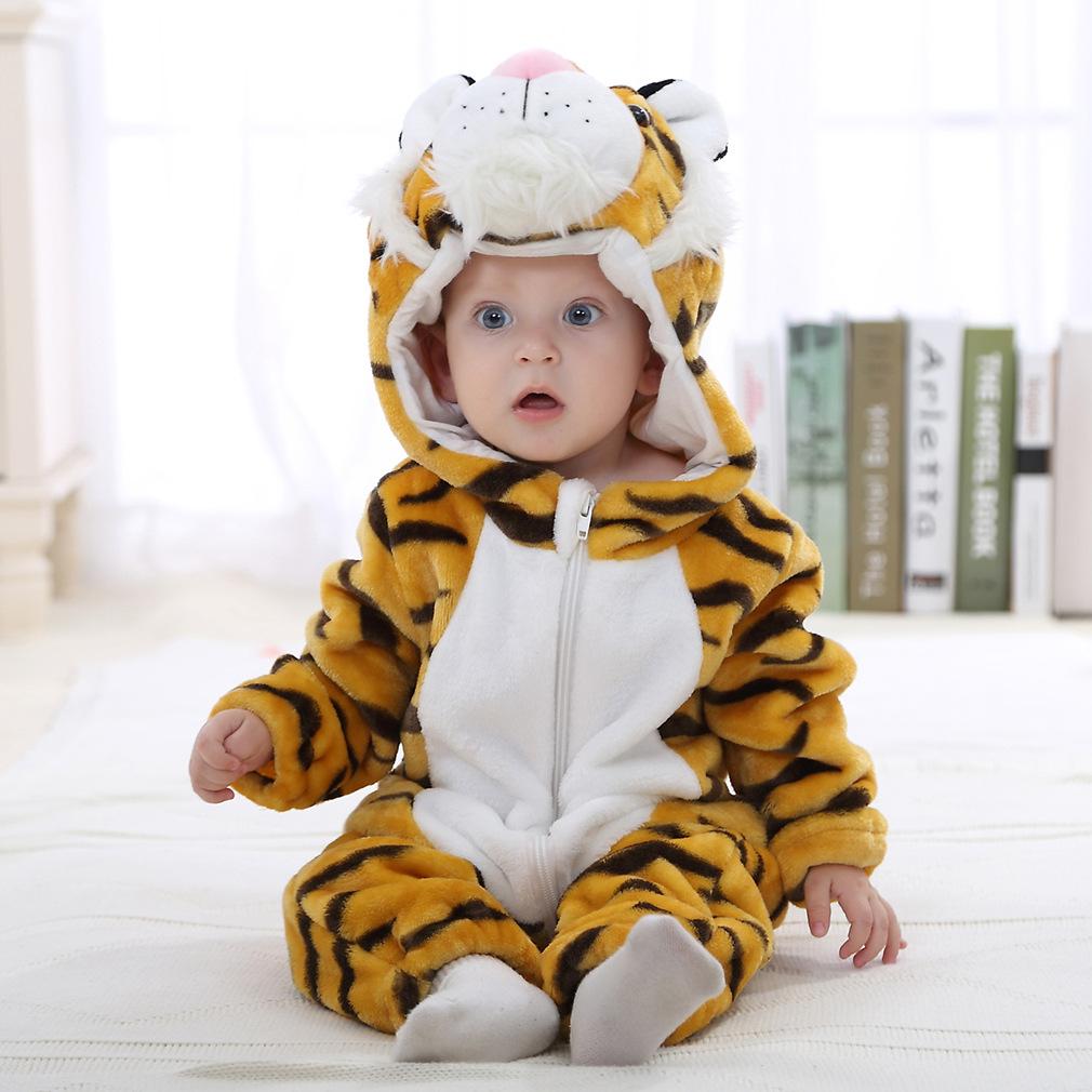 Kinder Tier Einteiliger Strampler Baby Plus Size Warm Strampler Baby Flanell Strampler Overall 110 Tigerprint