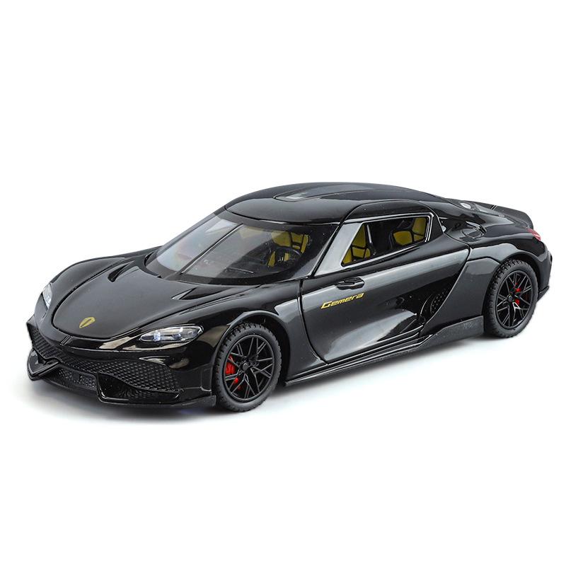 1/24 Koenigsegg Gemera GT Supersportwagen Legierung Diecast Modellauto Sound und Licht Zuhause Trendige Ornamente Exquisite Simulation Dekorative Geschenke Junge schwarz