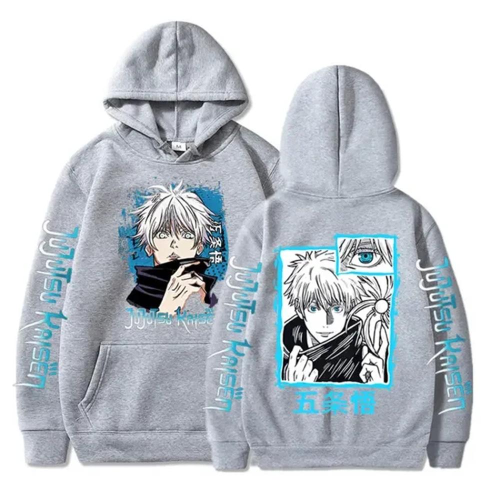 3D Anime Kleidung Satoru Gojo Print Kapuzenpullover Kinder Hoodies Angesagte Streetwear Harajuku Manga Unisex Sweatshirt Mädchen Kleidung 100 white
