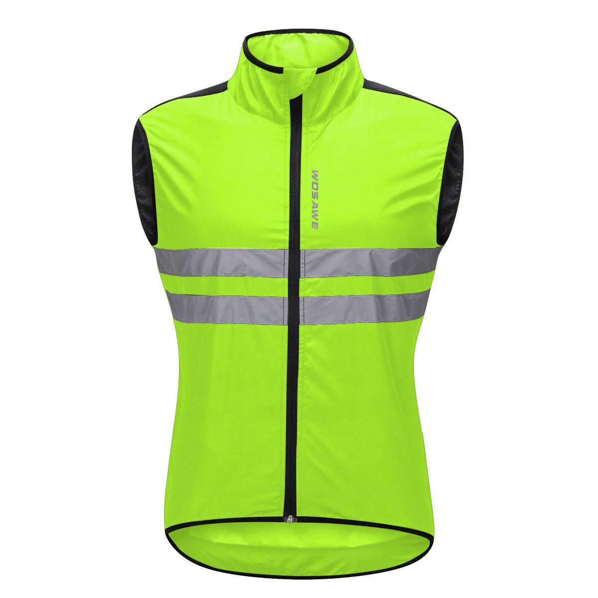 WOSAWE Reflektierendes ärmelloses Radtrikot, winddichte Nachtfahrweste, MTB, Rennrad, Fahrradjacke XXL grün