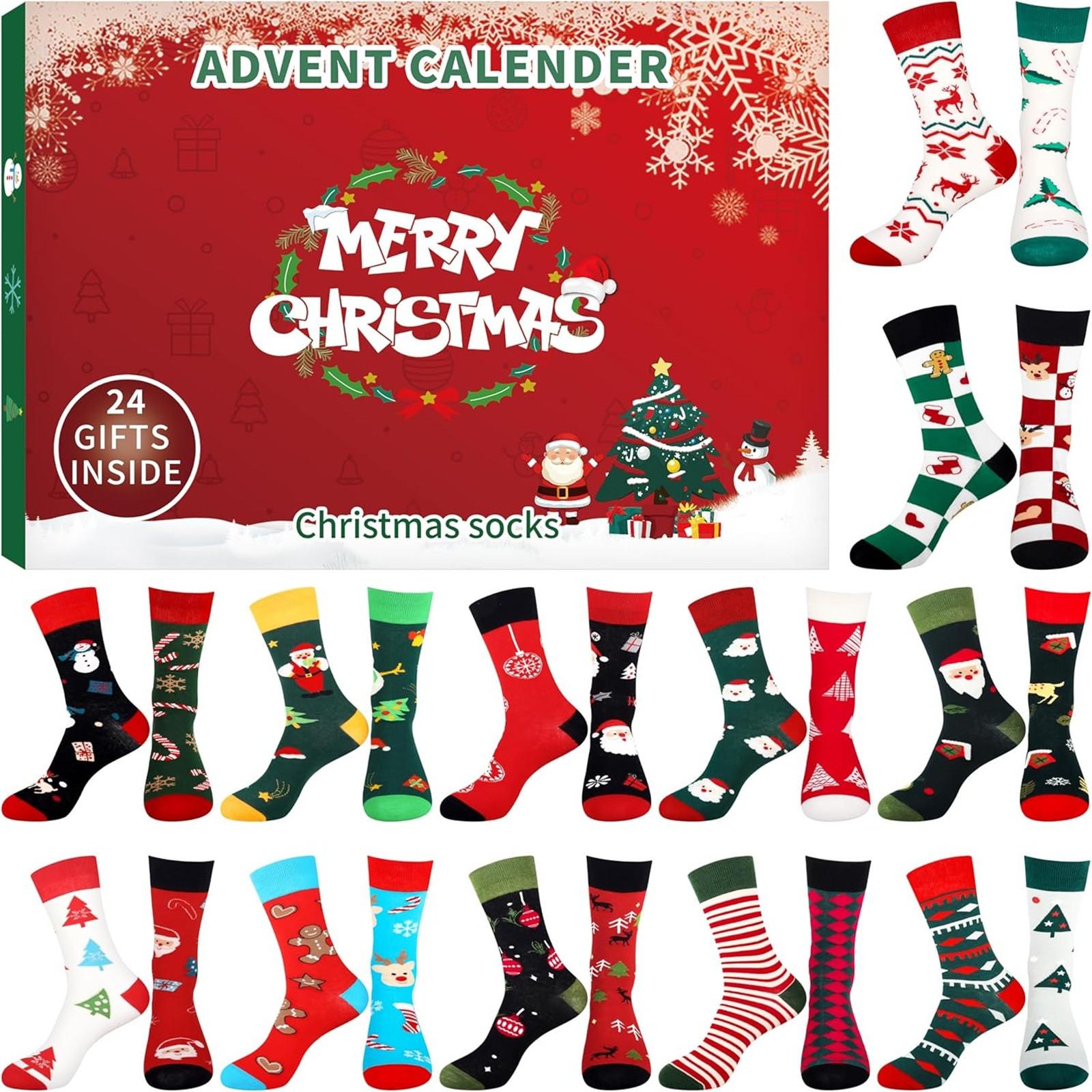 Adventskalender für Frauen Weihnachts-Adventskalendersocken Lustige Weihnachtssocken für Frauen Adventskalender