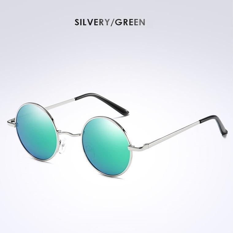 AORON Polarisierte Sonnenbrille für Männer und Frauen, runde Gläser, Sonnenbrille mit Metallrahmen, UV400, blendfreie Brille