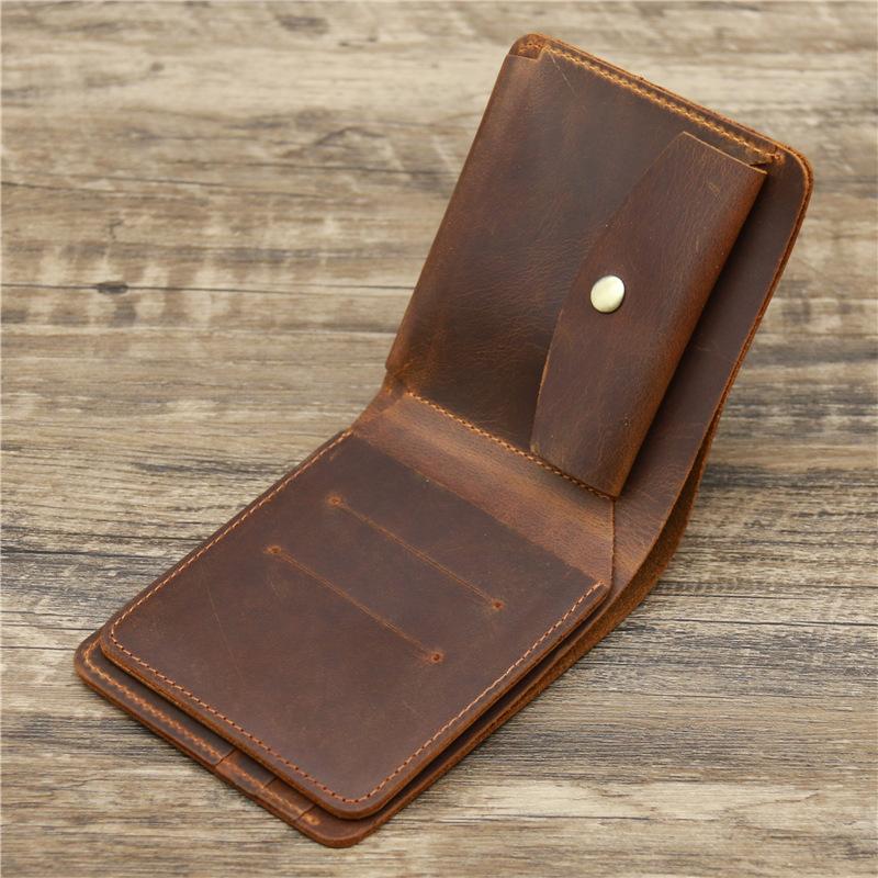 Herren-Geldbörse aus 100 % echtem Leder mit Münzfach. Bi-Fold-Geldbörse aus reinem Leder für Herren braun