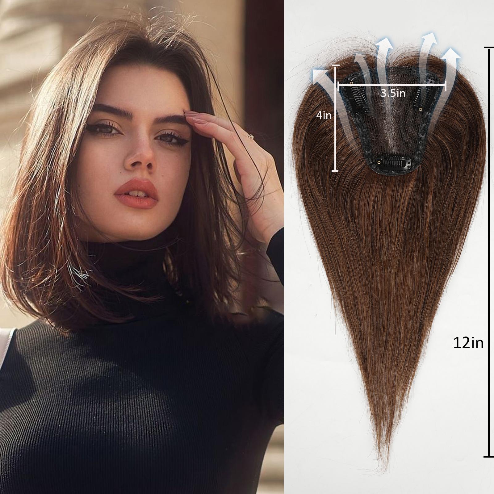 HAIRCUBE Topper aus 100 % Remy-Echthaar, Echthaarteile für Frauen, dünnes Haar, Seidenbasis, Clip-in-Topper