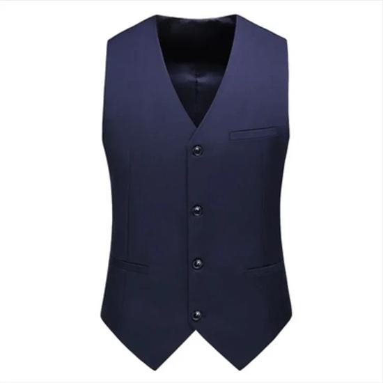 2024 luxus Männer Hochzeit Anzug Westen Neue Mode Männlich Schlank Einfarbig business Büro Große Größe Formale Anzug Weste Männer gentleman M navy blau