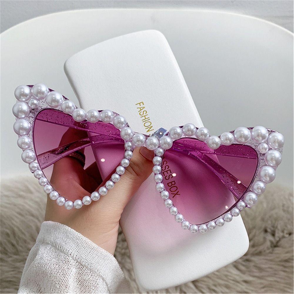 Hohe Qualität Hohe Qualität Outdoor Bling UV400 Party Brillen Sonnenbrillen Herz Sonnenbrillen Perlen Sonnenlicht Brillen