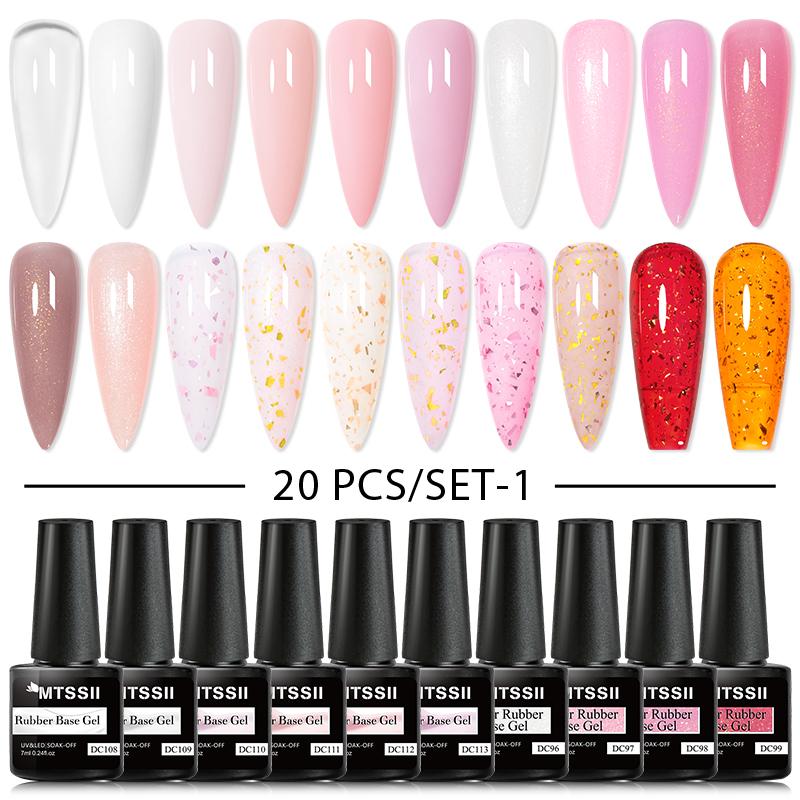 MTSSII 20 Farben Glitzer-Gel-Nagellack-Set Semi-Permanent-Hybrid-Gel-Lack-Set Ruber Base Gel Soak Off UV-LED-Nagelgel-Kits 20PCS/SET-1