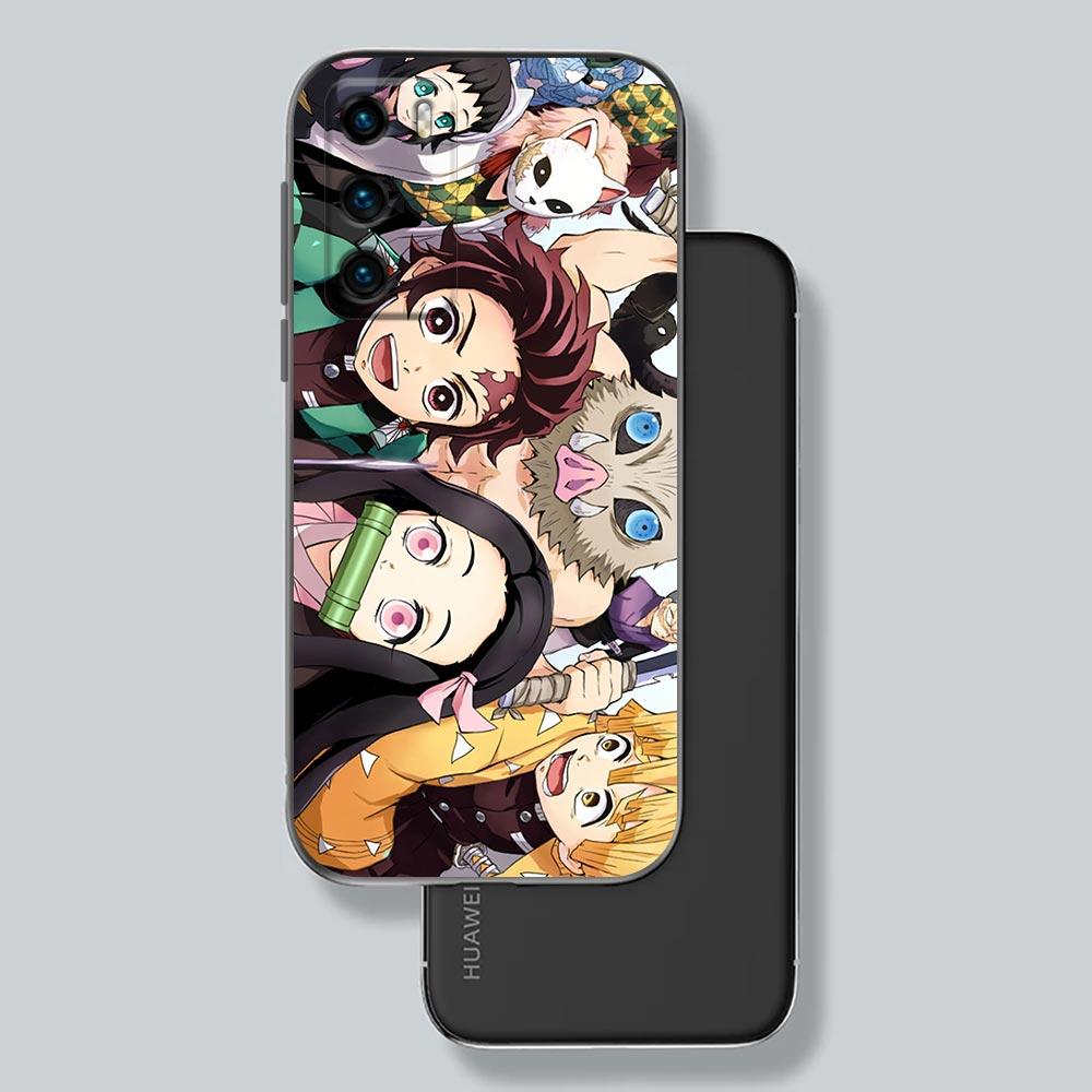 Handyhülle für Huawei P30 P40 P20 Lite P50 Pro P Smart Z 2019 2020 Hüllen Fundas Cover Anime Dämon Slayer Kamado Tanjirou Nezuko Huawei P30 Lite