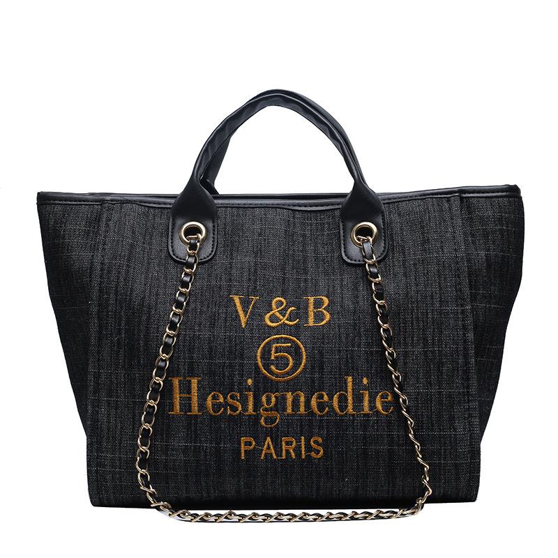 Große Kapazität Canvas Totes Frauen Handtaschen Luxus Designer Hobo Taschen Mode Lässig Reise Schulter Messenger Bag Dame Satchel 42x17x28cm schwarz