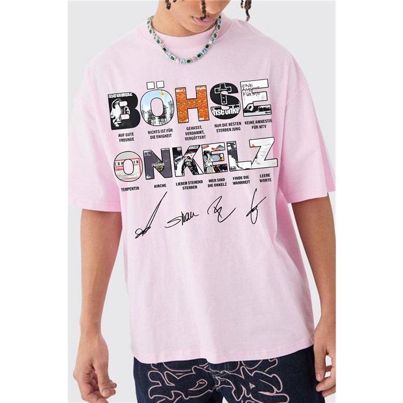 Band Böhse Onkelz Global Tour Mercah T-Shirt Deutsche Heavy Metal Band Tee Oversized Y2k Lässig Baumwolle Locker Herren Damen T-Shirts Weiblich Männlich Kleidung XXXL elfenbein