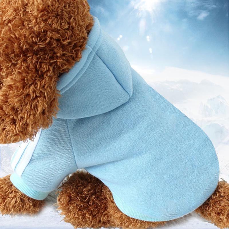 Haustier Hund Kleidung Warme Hund Overall Katze Welpen Outdoor Sport Kleidung Verdicken Haustier Hoodie Mantel Outfit M hellblaue