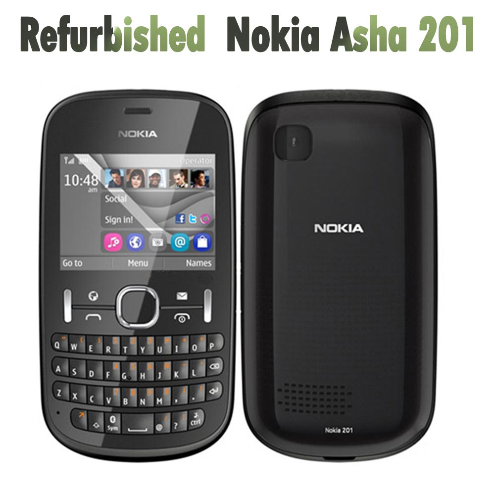 90% neues generalüberholtes Nokia Original Nokia Asha 201 Mobiltelefon 1 Battery 1 Charger schwarz
