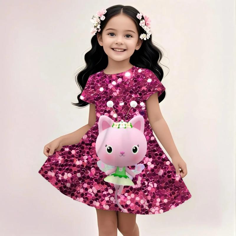3D-Druck Gabby Puppenhaus Elegante Kleider Kinder Mädchen Kleidung Sommerkleid Urlaubs kleid 2025 Neues Kleid Kinderkleidung Oberteil 140