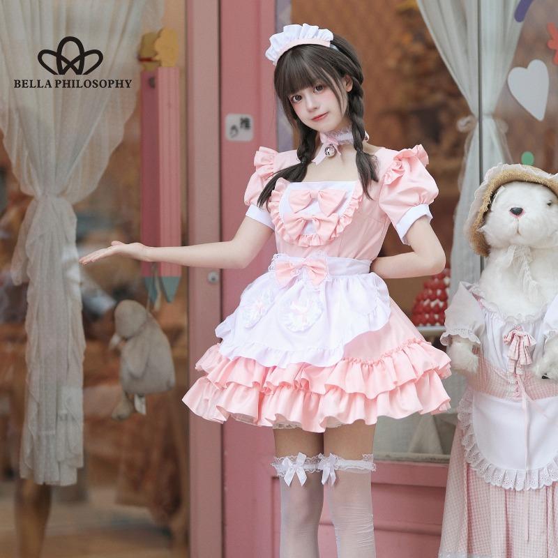 Cosplay japanischen Stil süße süße Maid Kleidung Kleid reine rosa Maid Uniform Anzug Cosplay kurzen Rock Kleidung Anzug XL rosa
